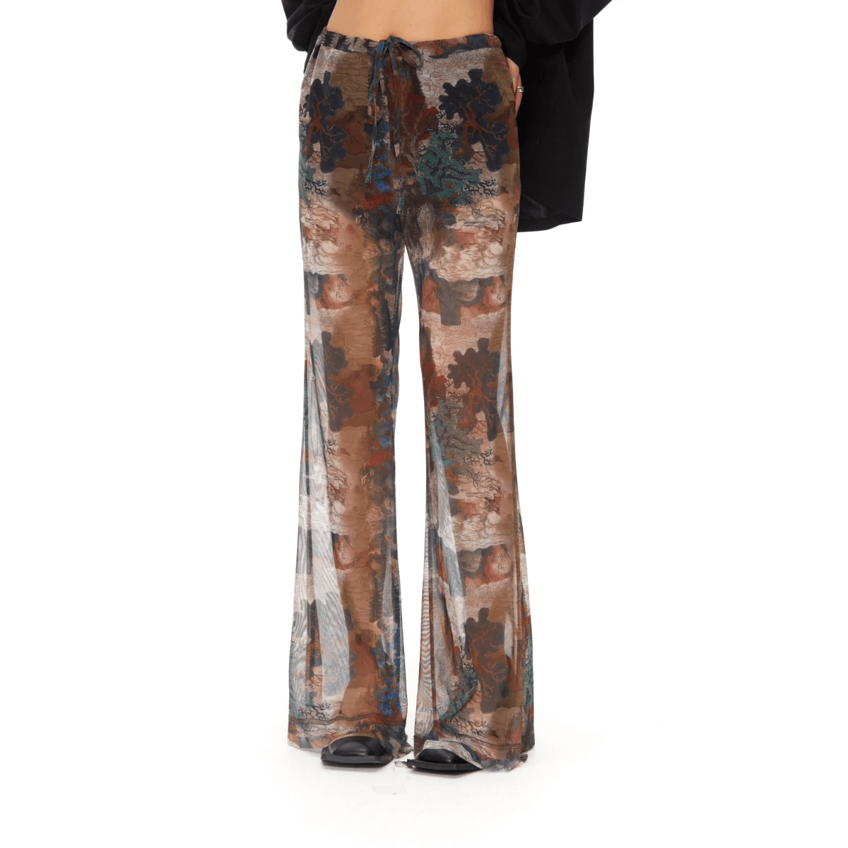 Mesh Abstract Art Boho Flared Pants