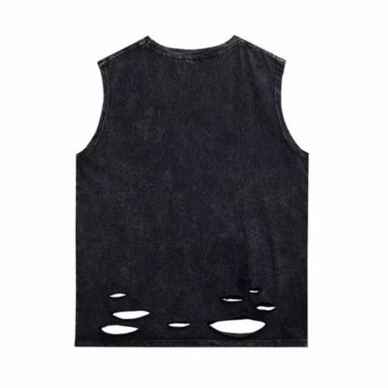 Metallic Symbol Dark Fashion Grunge Print Sleveeless Tank Top T-Shirt