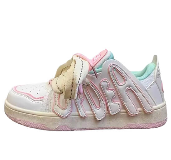 Mint Pink Streetstyle White Soft Girl Aesthetic Sneakers Shoes