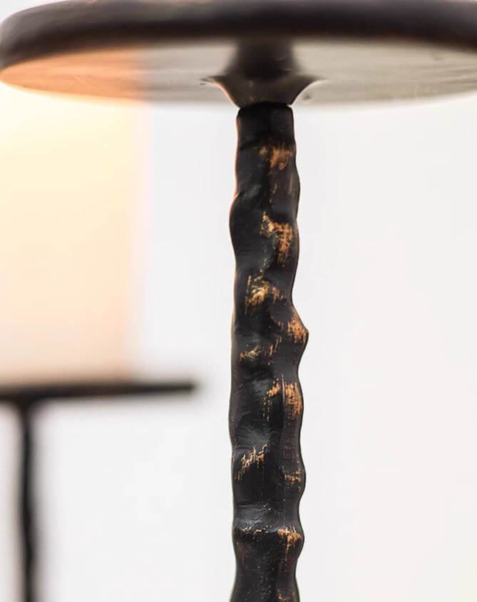 Resin Candle Holder Metal Look Art Deco Style