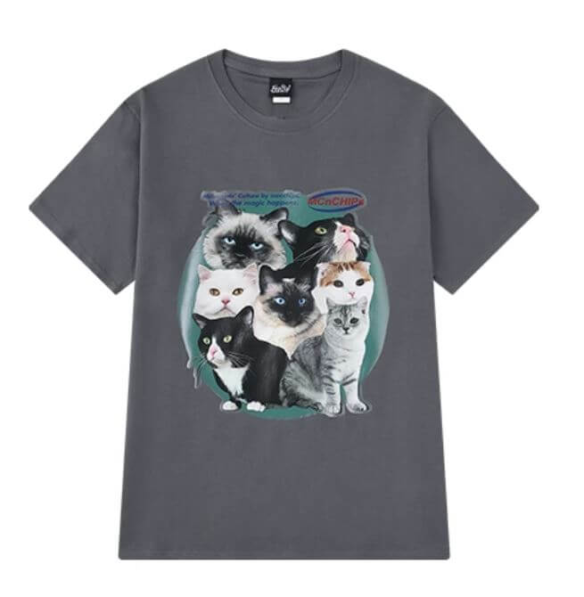 Retro Aesthetic Meme Cats Print Oversized T-Shirt