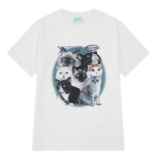 Retro Aesthetic Meme Cats Print Oversized T-Shirt