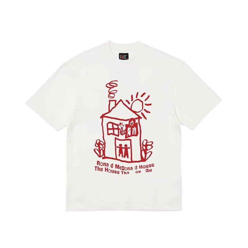 Retro Child`s Drawing Art Loose T-Shirt
