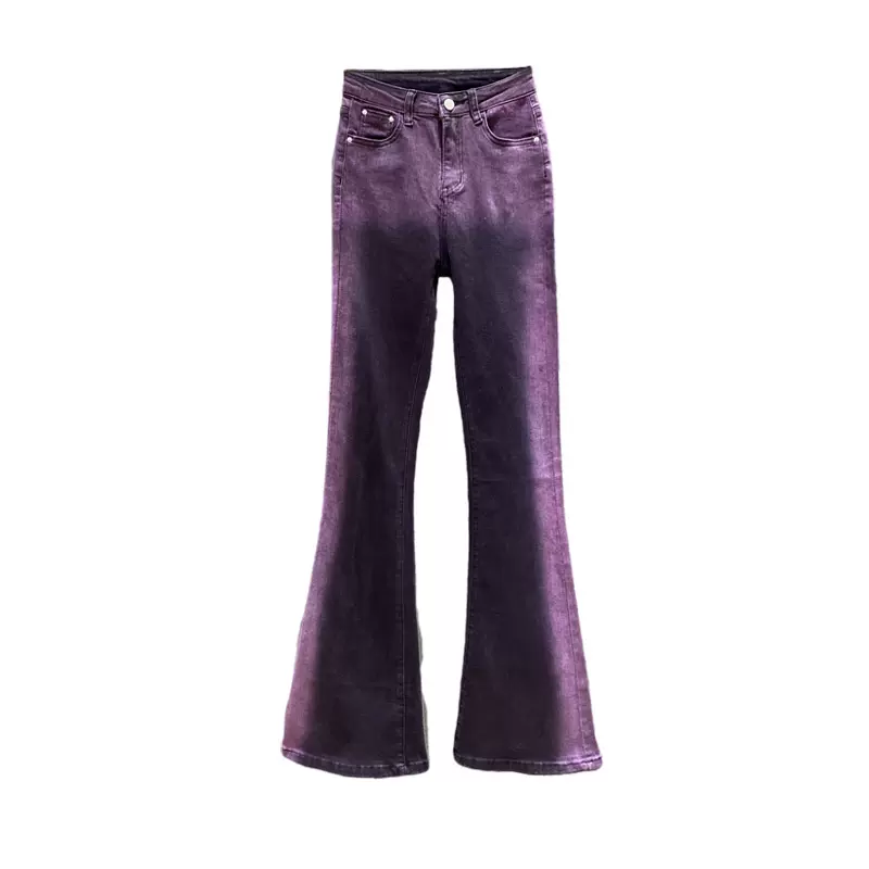 Retro Flared Washed Purple Jeans