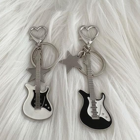 Rock Guitar Stars 60s Aesthetic Metal Keychain