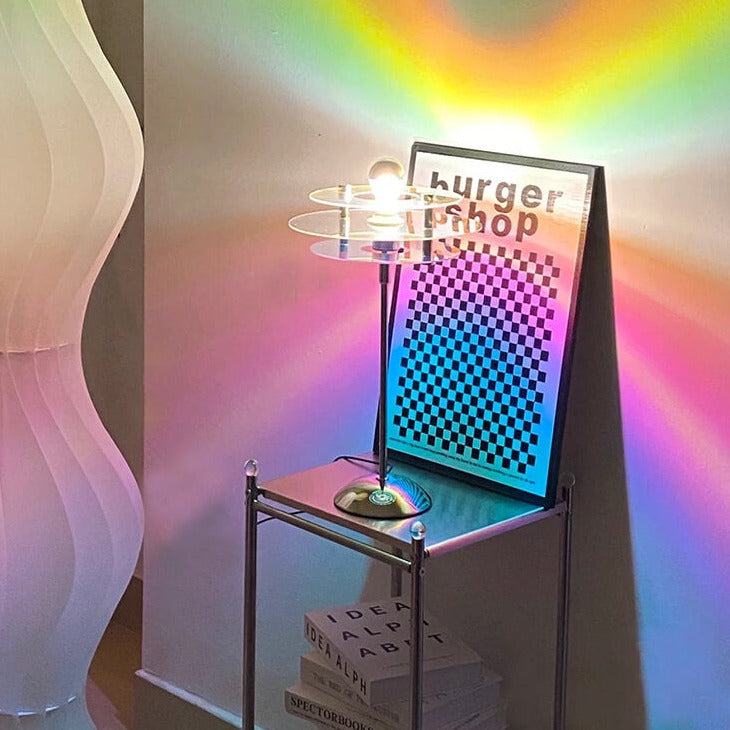 Round Gradient Holographic Rainbow Aesthetic Projector Lamp
