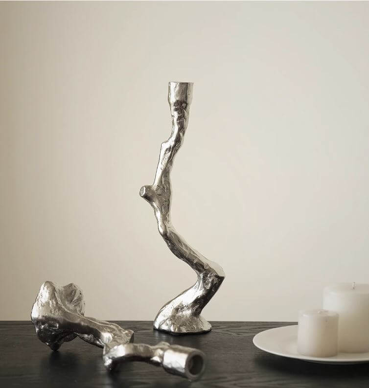 Twisted Aluminum Gothic Candle Holder For Dark Interiors