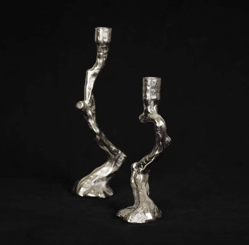 Twisted Aluminum Gothic Candle Holder For Dark Interiors