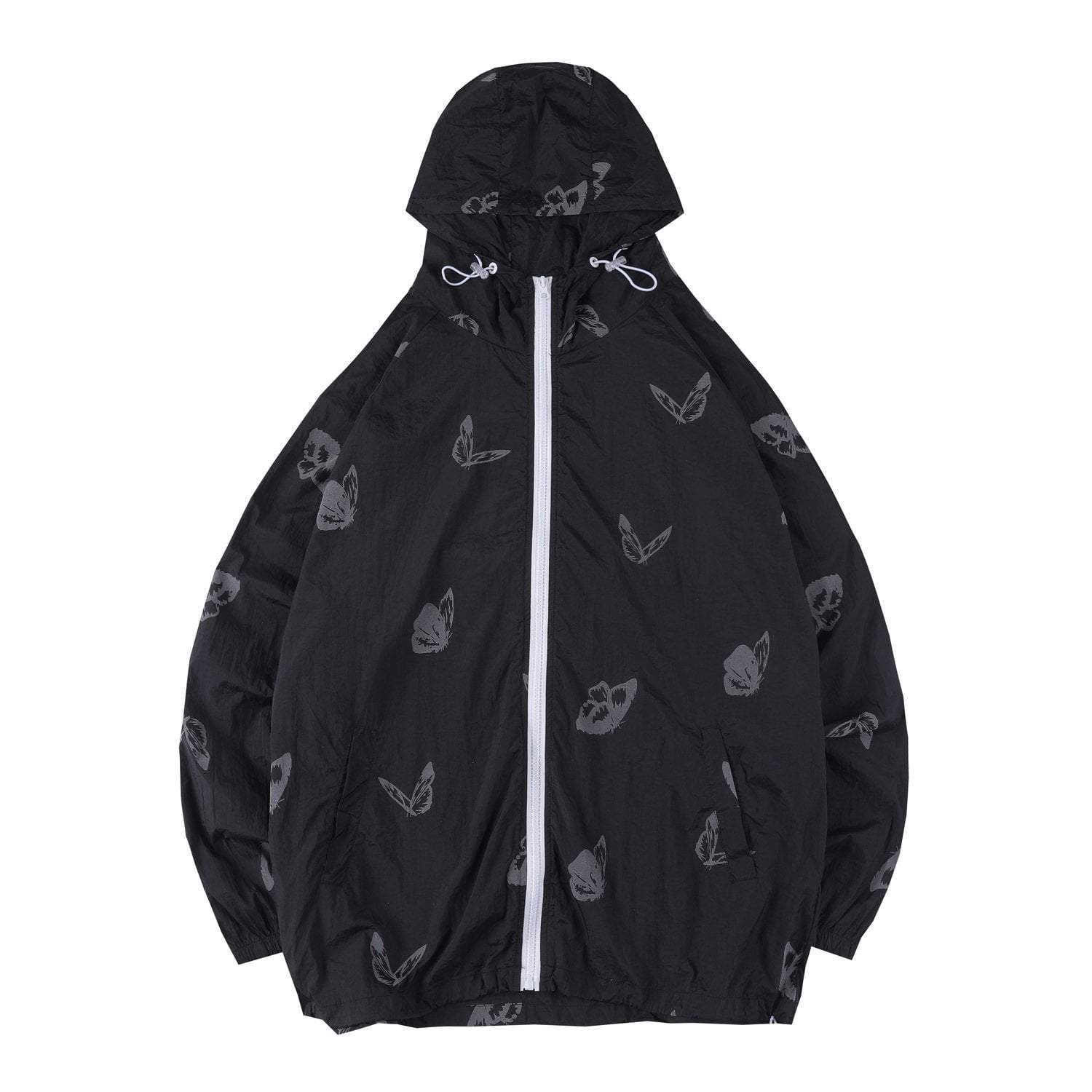 itGirl Shop 90s REFLECTIVE BUTTERFLY PRINT LOOSE WINDBREAKER JACKET