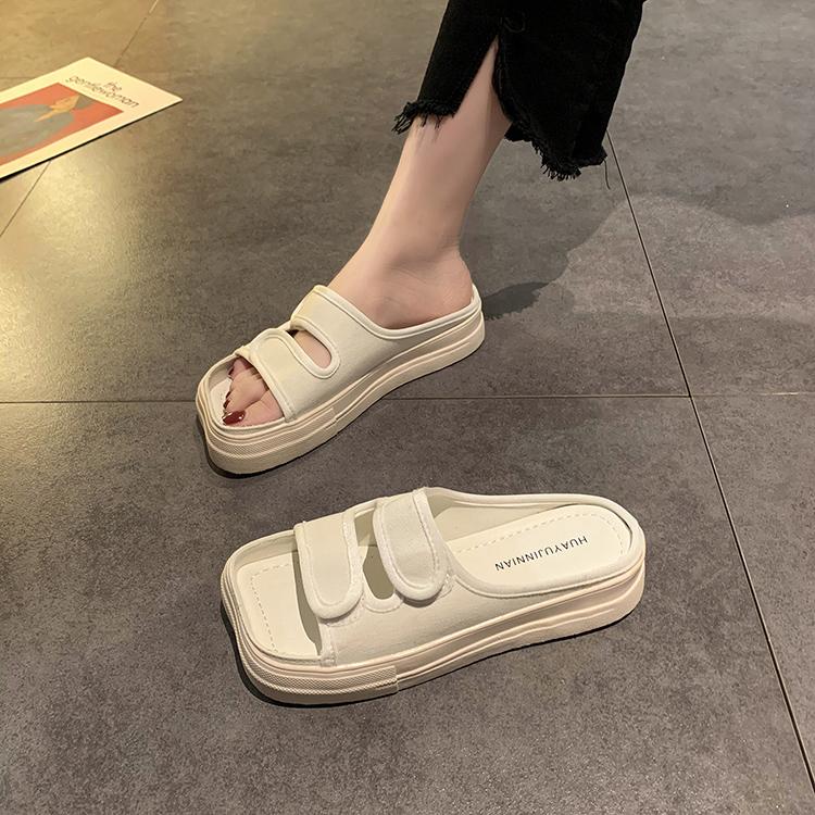 itGirl Shop AESTHETIC PRINTED CANVAS FLAT SOLE SUMMER SLIPPERS