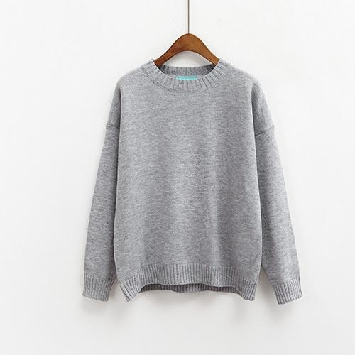 itGirl Shop BASIC COLORS FLAT KNIT PULLOVER SWEATER