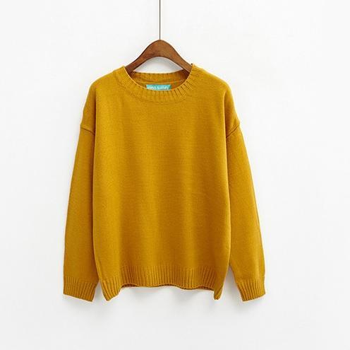 itGirl Shop BASIC COLORS FLAT KNIT PULLOVER SWEATER