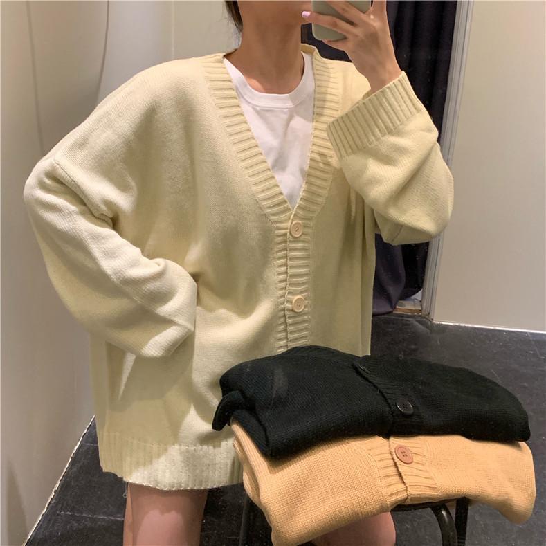 itGirl Shop BASIC SOLID COLORS KOREAN AESTHETIC KNITTED CARDIGAN