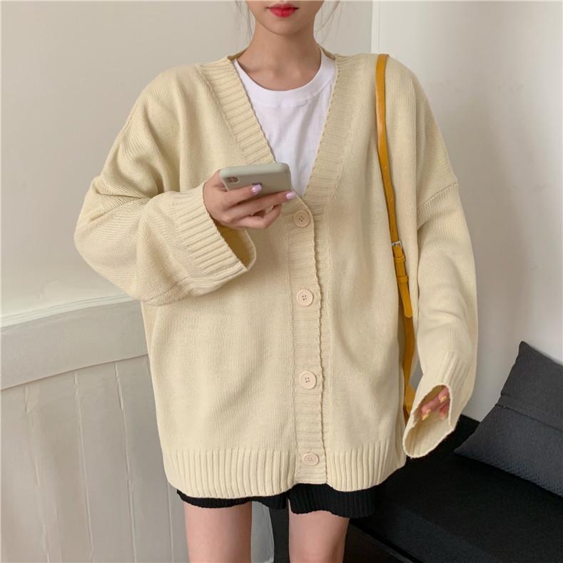 itGirl Shop BASIC SOLID COLORS KOREAN AESTHETIC KNITTED CARDIGAN