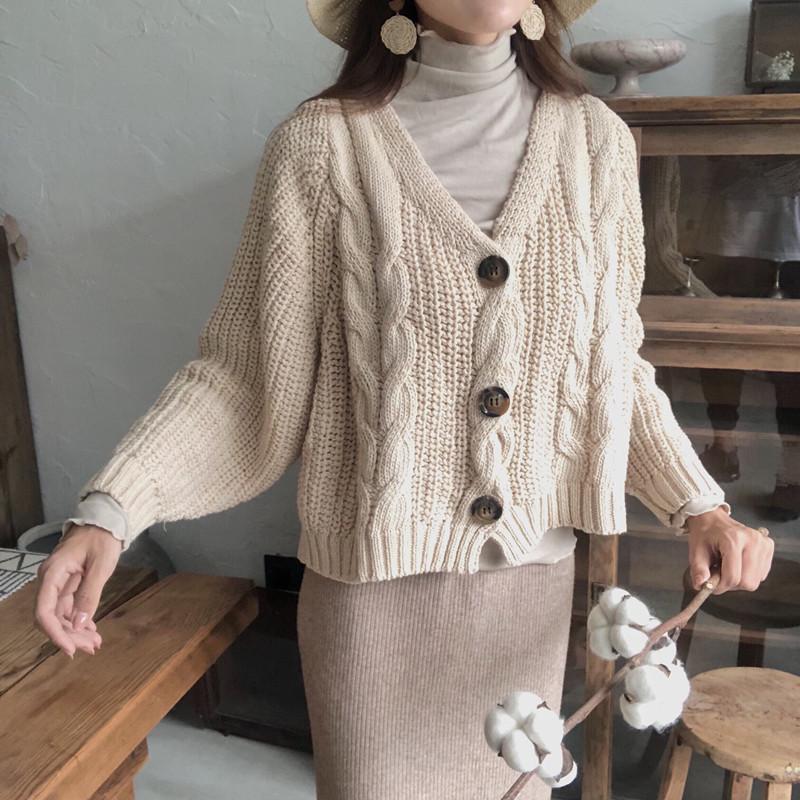 itGirl Shop - Aesthetic Clothing -Beige Cozy Oversized Cable Knit