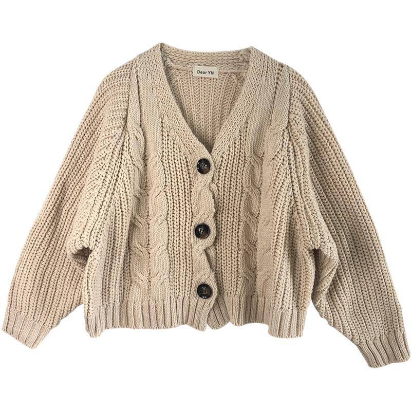 ebossy Women's Sweet Stars Embroideried Cable Knit Cardigan Button Down  Patchwork Sweater Jacket (1size, Beige) at  Women's Clothing store