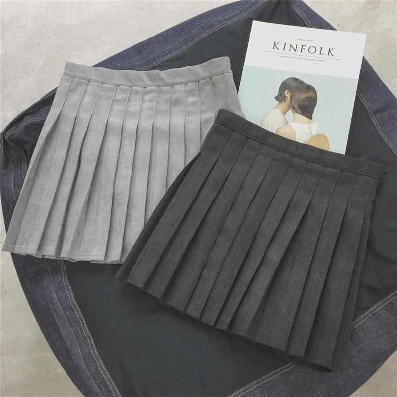 itGirl Shop - Aesthetic Clothing -Black And Gray Cotton Pleated Hidden