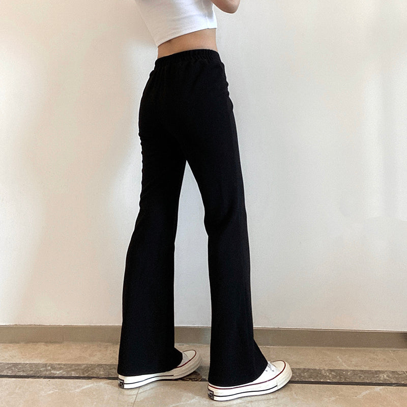 itGirl Shop | Black Caramel V-shaped High Waist Thin Flared Pants