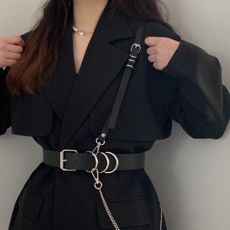 itGirl Shop - Aesthetic Clothing -Black E Girl Suit Suspender Strap