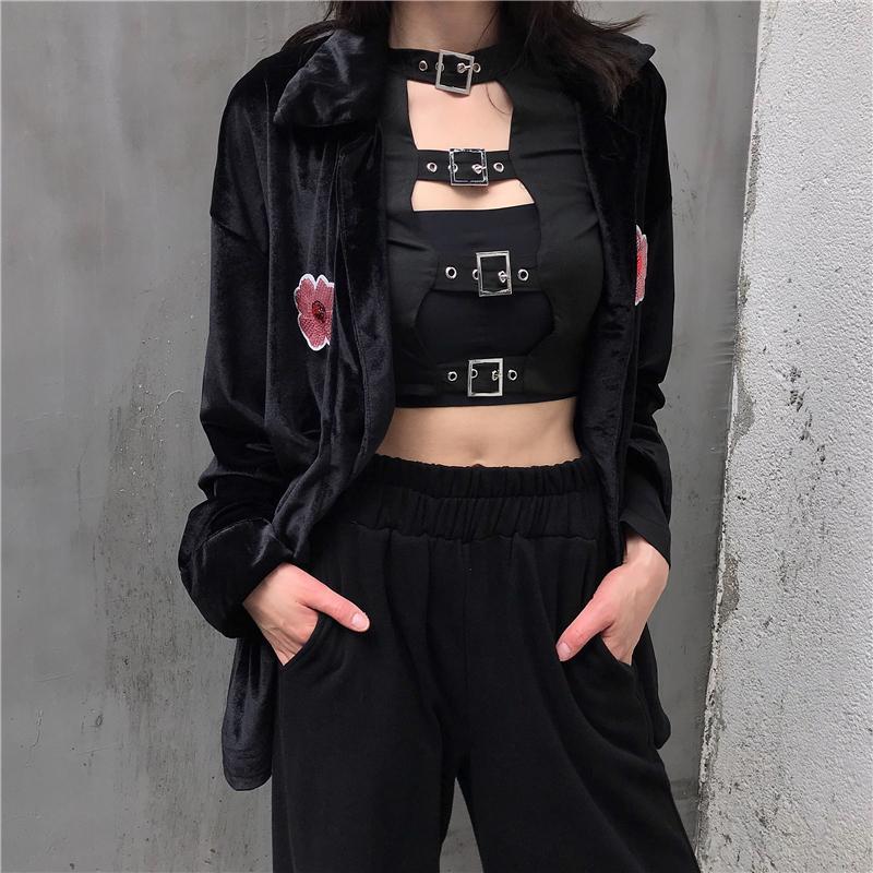 itGirl Shop - Aesthetic Clothing -Chain Strap Large Black Leather