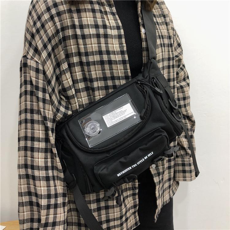 Black Techwear Pockets + Plush Toys Shoulder Bag