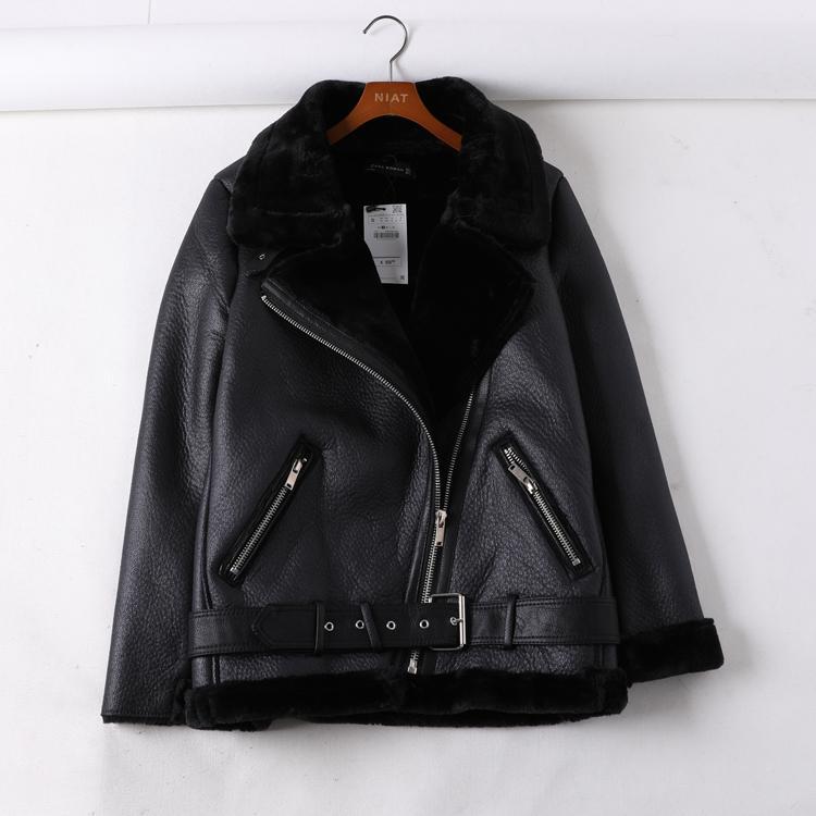 itGirl Shop - Aesthetic Clothing -Black Vinous Motorcycle Leather Warm