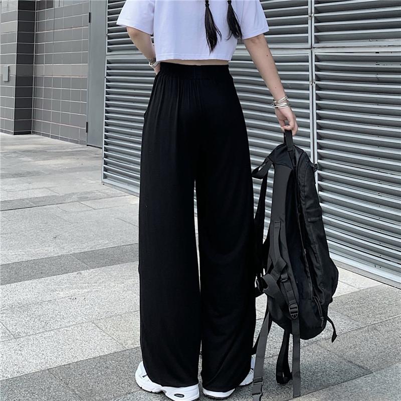 itGirl Shop BUTTERFLY HOLLOW OUT WIDE LEG BLACK PANTS