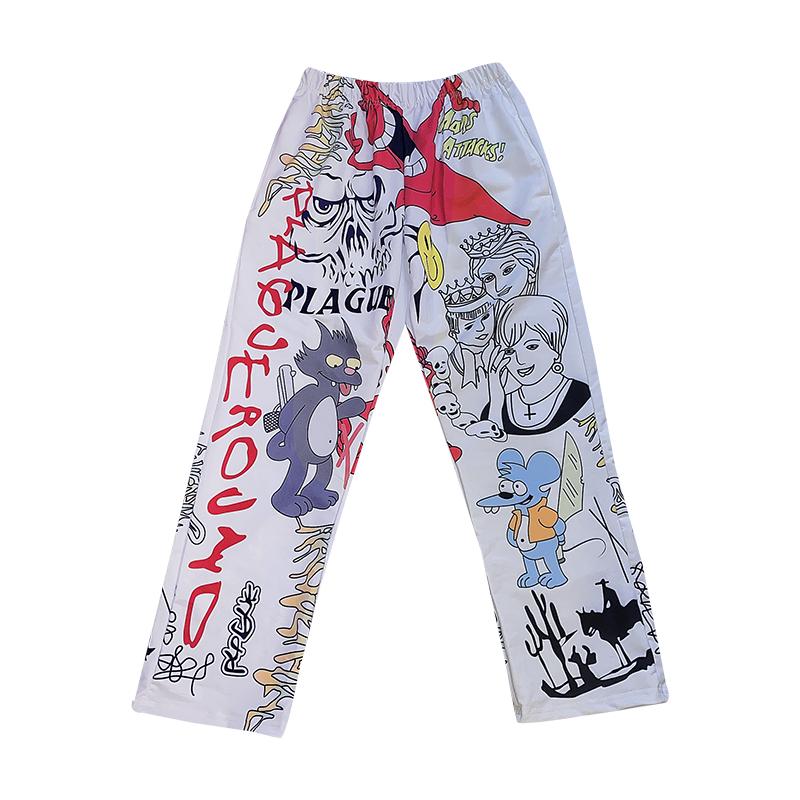 Cartoon Printed Grunge Aesthetic Oversized Pants
