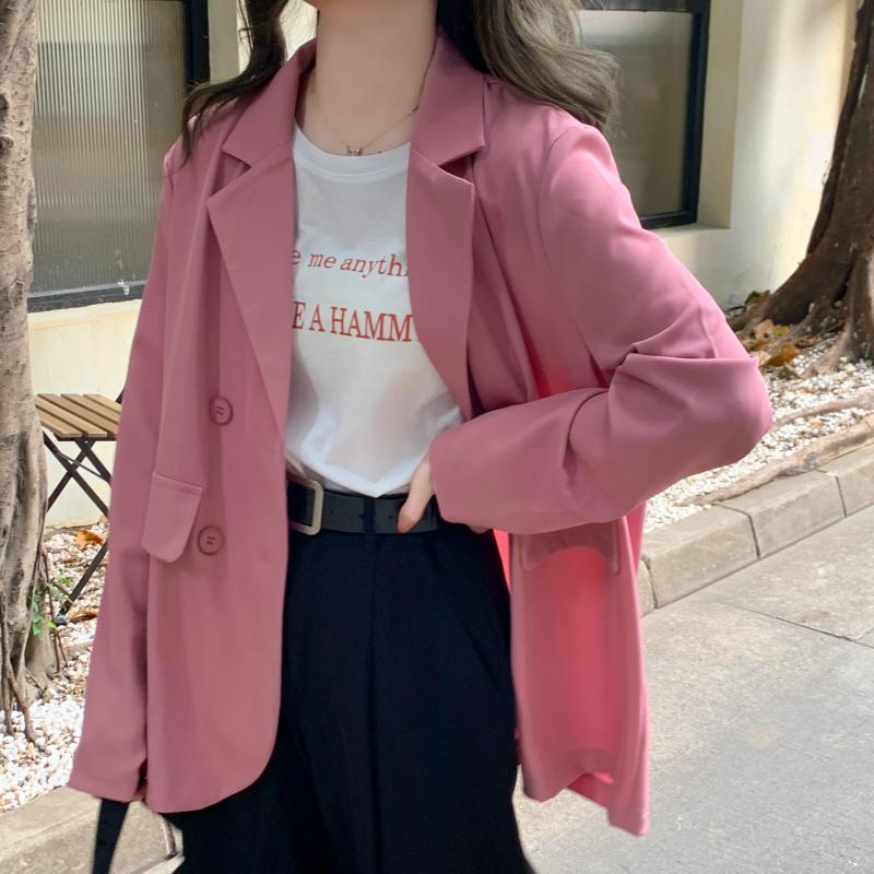 Casual Retro Solid Colors Loose Suit Jacket