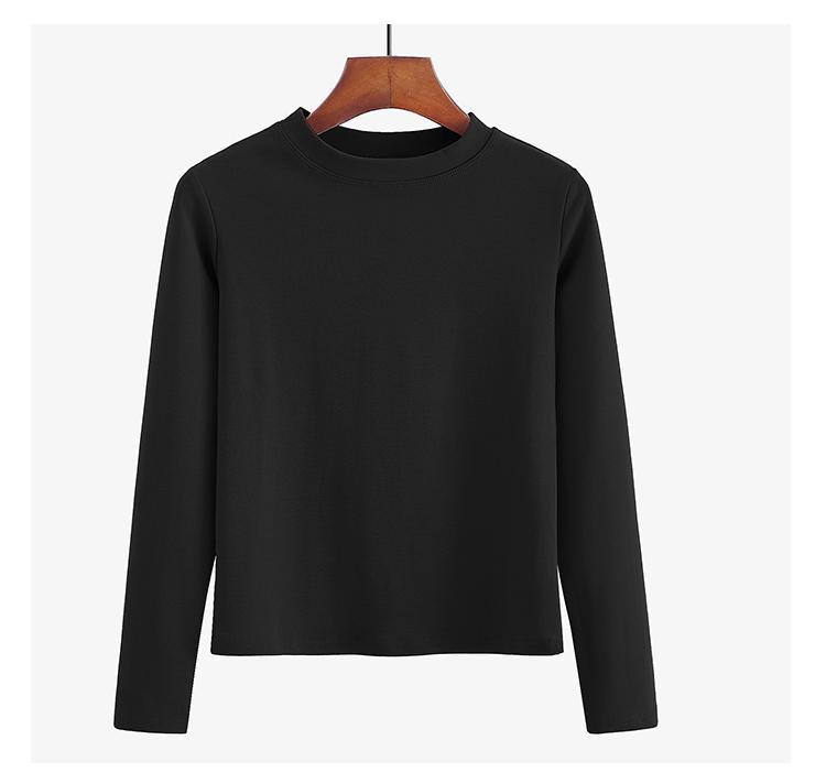 Casual Solid Color Round Neck Long Sleeve T-Shirt