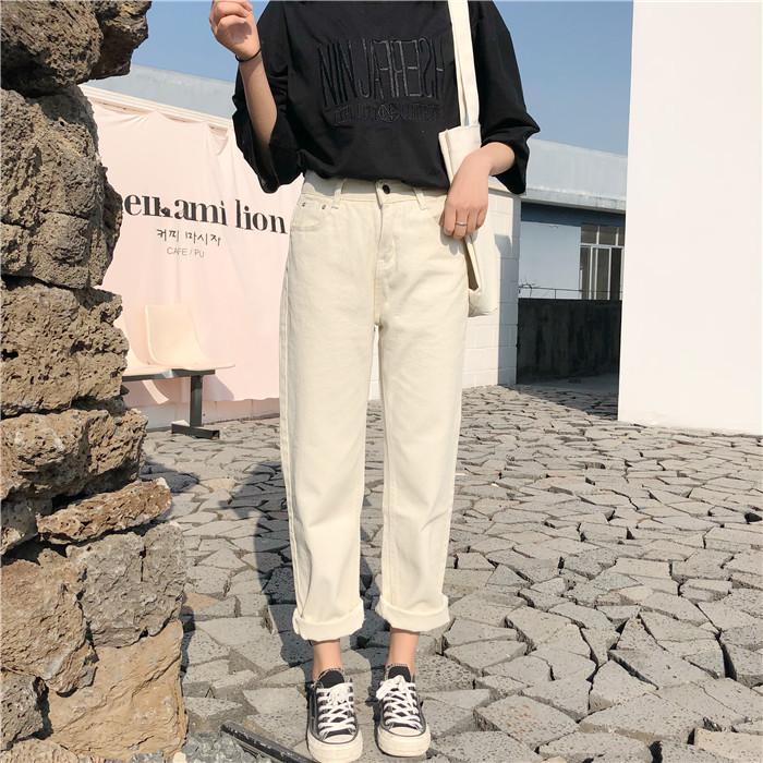 itGirl Shop CASUAL STRAIGHT HIGH WAISTED ROLLED UP PANTS
