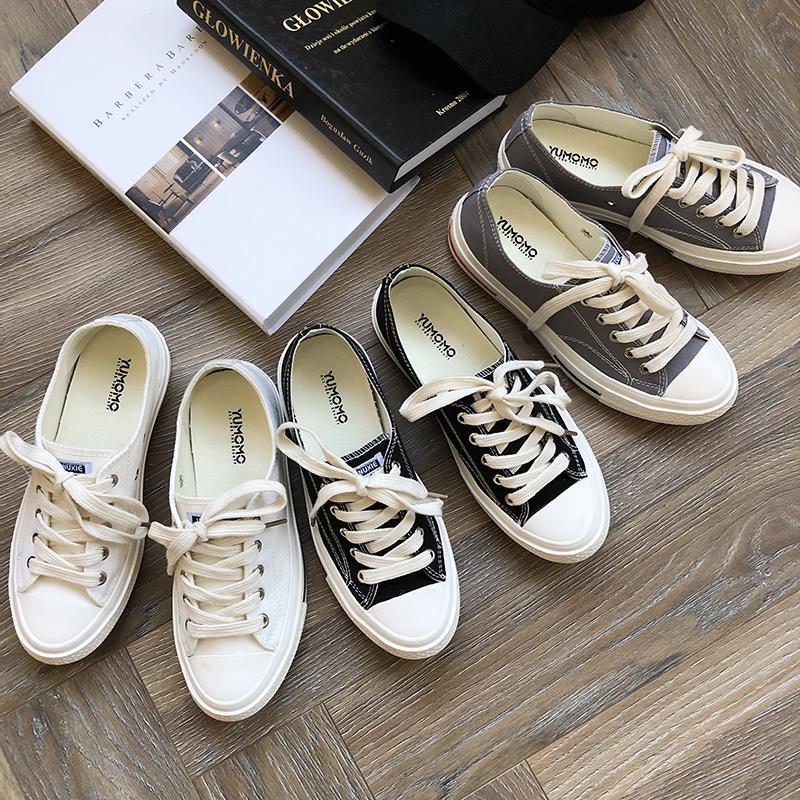 itGirl Shop - Aesthetic Clothing -Casual White Toe Lace Up Canvas