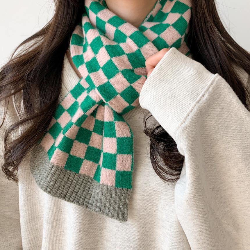 itGirl Shop CHECKERED COLORFUL AESTHETIC KNIT SOFT SCARF