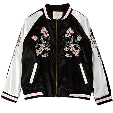 White silk bomber outlet jacket