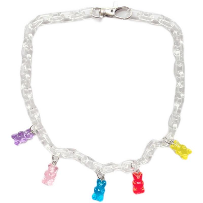 itGirl Shop COLORFUL JELLY CANDY BEAR TRANSPARENT ACRYLIC CHAIN NECKLACE