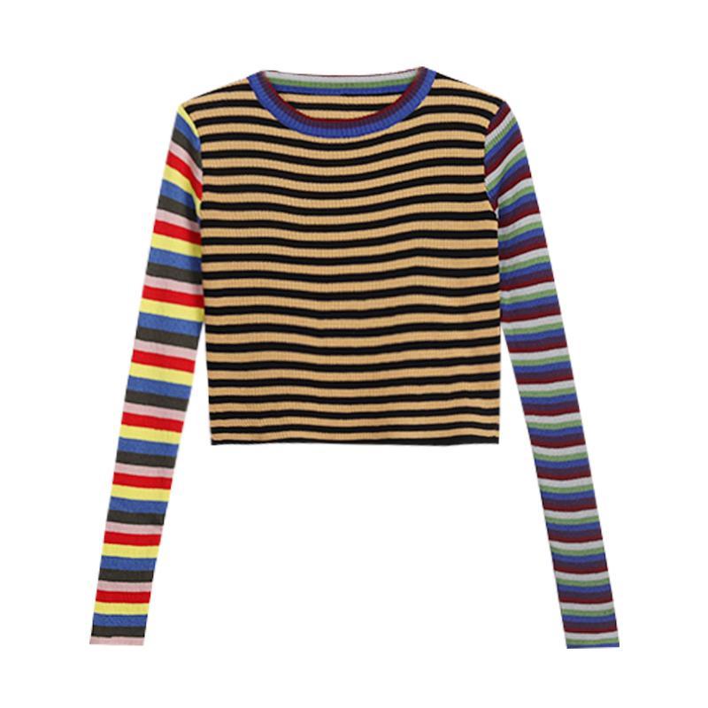 itGirl Shop - Aesthetic Clothing -Colorful Stripes 90S Ribbed Long
