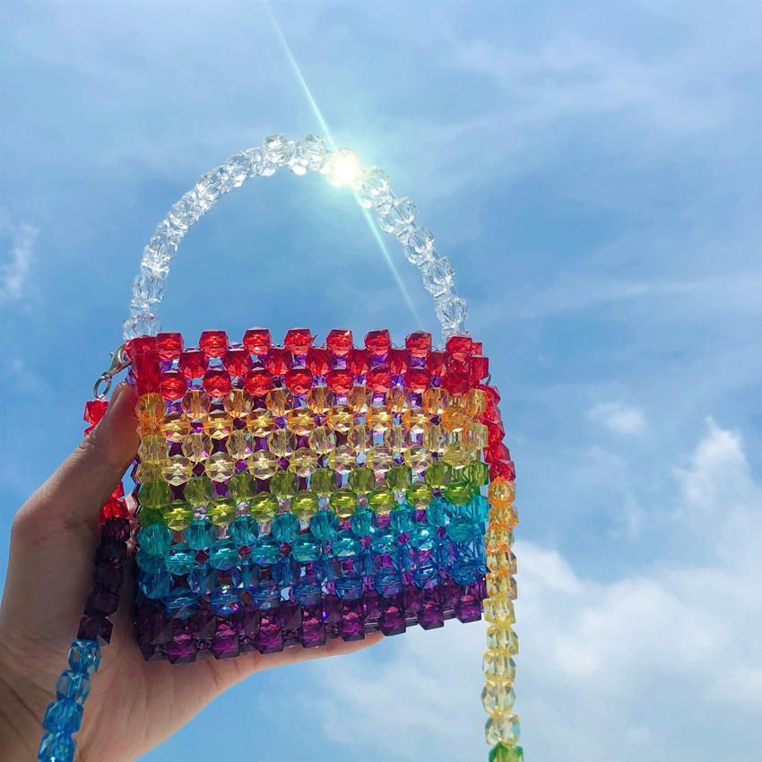 Colorful Transparent Beads Crossbody Mini Purse Bag