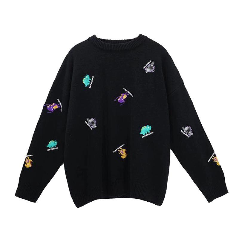 itGirl Shop CUTE TINY DINOSAURS TUMBLR AESTHETIC COLORFUL SWEATER