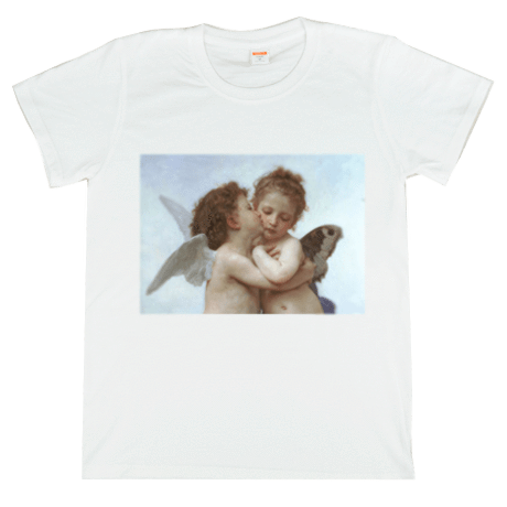 itGirl Shop D ANGELS KISS ART PAINT WHITE COTTON T-SHIRT