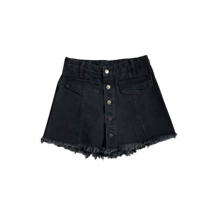 itGirl Shop - Aesthetic Clothing -Denim Front Buttons Jean Skirt With