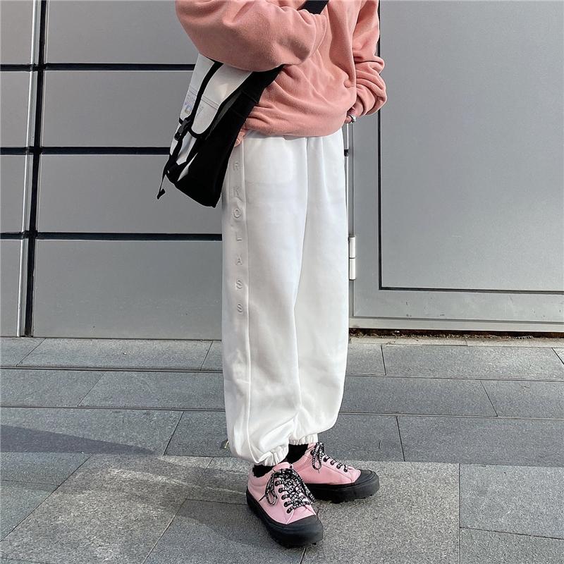 itGirl Shop E GIRL LETTER SIDE EMBROIDERY CASUAL OVERSIZE SWEATPANTS
