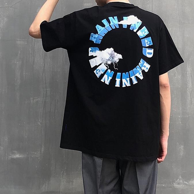 Egirl Aesthetic Rain Letters Print Oversized T-Shirt