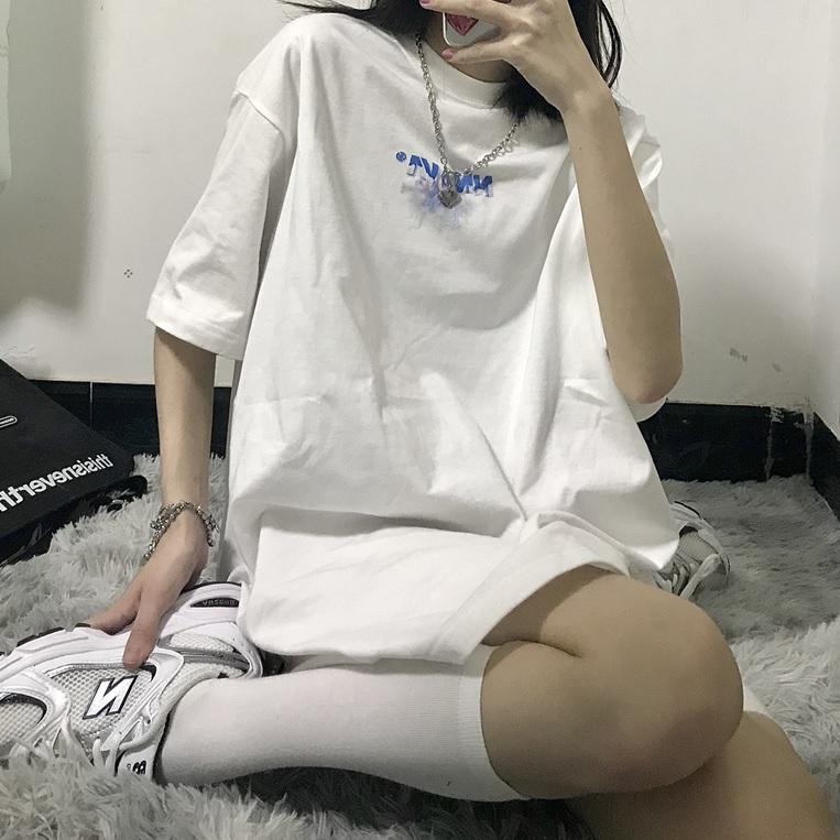Egirl Aesthetic Rain Letters Print Oversized T-Shirt