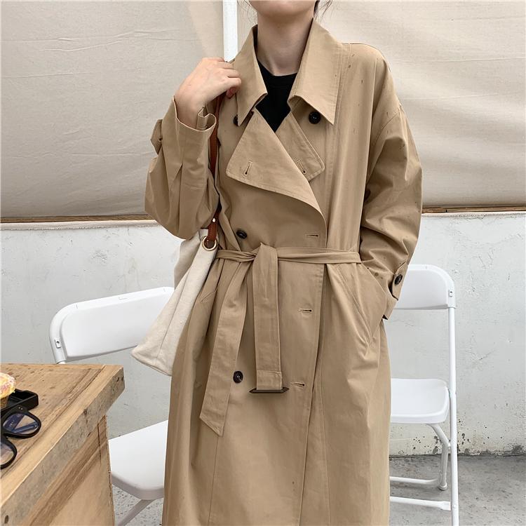 Elegant Vintage Double Breasted Long Trench Coat