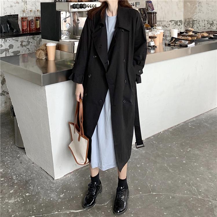 Elegant Vintage Double Breasted Long Trench Coat