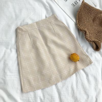 itGirl Shop ELEGANT VINTAGE PLAID PENCIL PASTEL COLOUR SKIRT