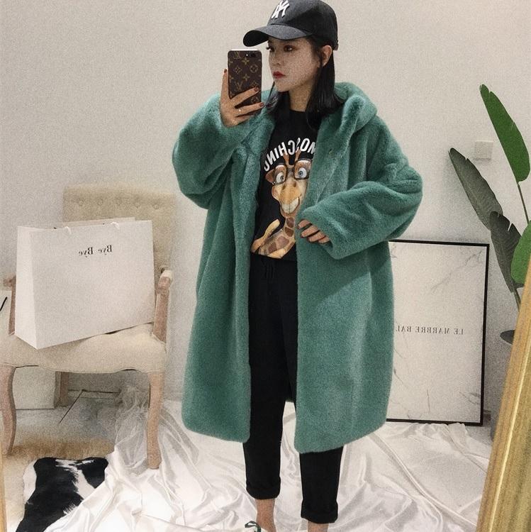 itGirl Shop - Aesthetic Clothing -Faux Fur Solid Colors Hooded Long