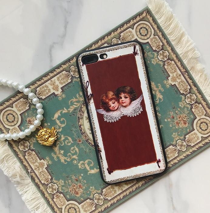 itGirl Shop FRAME BURGUNDY ANGELS LACE IPHONE COVER CASE