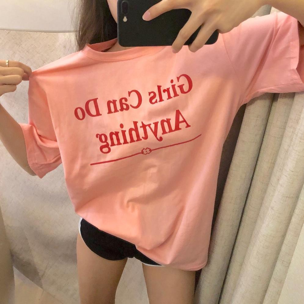 itGirl Shop GIRLS CAN DO ANYTHING OVERSIZED PASTEL COLORS T-SHIRT