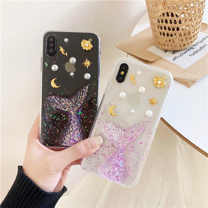 itGirl Shop GLITTER MERMAID TAIL TRANSPARENT IPHONE COVER CASE